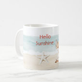 Beach Ocean Starfish Fox Hello Sunshine コーヒーマグカップ (正面左)