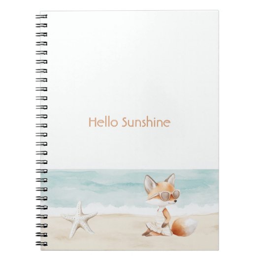 Beach Ocean Starfish Fox Hello Sunshine ノートブック (正面)
