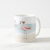Beach Ocean Starfish Pink Flamingo Hello Sunshine コーヒーマグカップ (正面右)