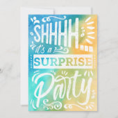 Beach Ocean Summer Shh Surprise Birthday Party 招待状 (正面)