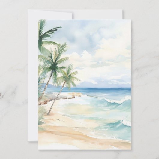 Beach ocean tropical palm destination wedding 招待状 (裏面)