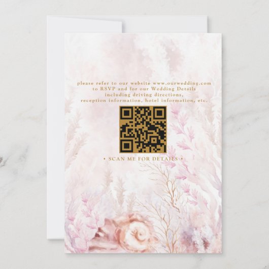 Beach Ocean Wedding Tropical Chic QR Code Wedding 招待状 (裏面)