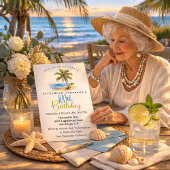 Beach Palm Tree 100th Birthday 招待状