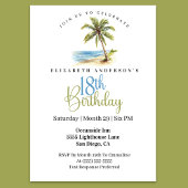 Beach Palm Tree 18th Birthday 招待状