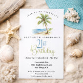 Beach Palm Tree 21st Birthday 招待状