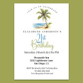 Beach Palm Tree 21st Birthday 招待状
