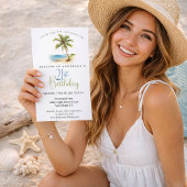 Beach Palm Tree 21st Birthday 招待状