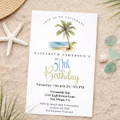 Beach Palm Tree 50th Birthday 招待状
