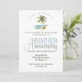 Beach Palm Tree 75th Wedding Anniversary 招待状 (スタンド正面)