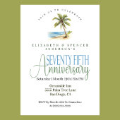 Beach Palm Tree 75th Wedding Anniversary 招待状