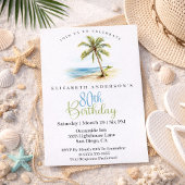Beach Palm Tree 80th Birthday 招待状