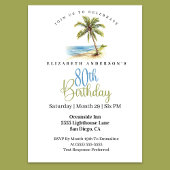 Beach Palm Tree 80th Birthday 招待状