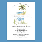 Beach Palm Tree 98th Birthday 招待状