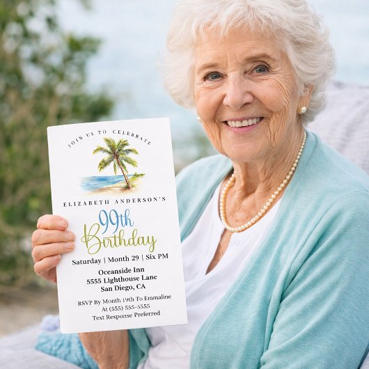 Beach Palm Tree 99th Birthday 招待状