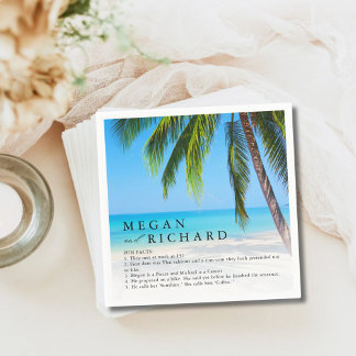 Beach Palm Tree Fun Facts Wedding Reception スタンダードカクテルナプキン