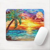 Beach Palm Tree Sunset Tropical Colorful  マウスパッド (マウス)