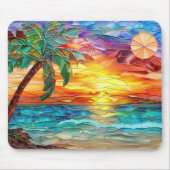 Beach Palm Tree Sunset Tropical Colorful  マウスパッド (正面)