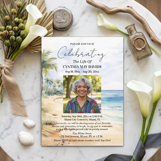 Beach Palm Trees Celebration Of Life Photo ポストカード