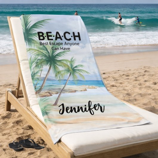 Beach palm trees name quote ビーチタオル