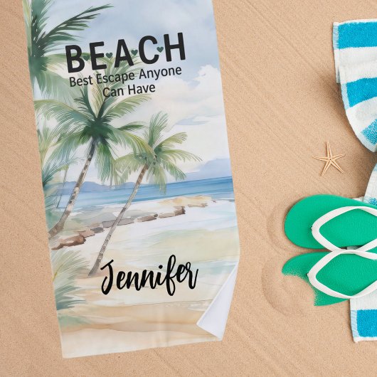 Beach palm trees name quote ビーチタオル