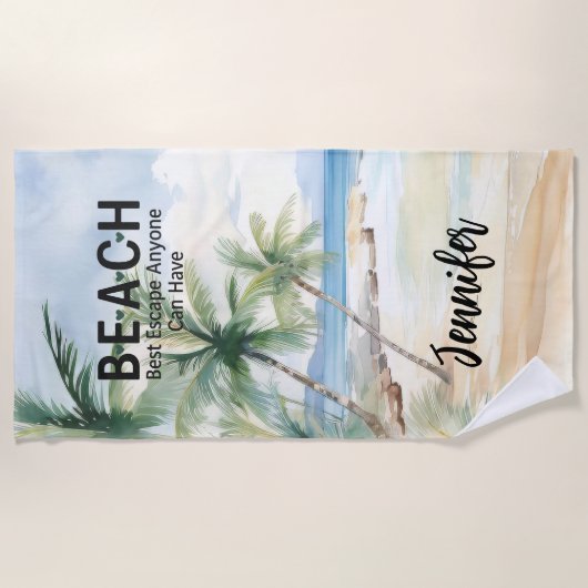 Beach palm trees name quote ビーチタオル (正面)