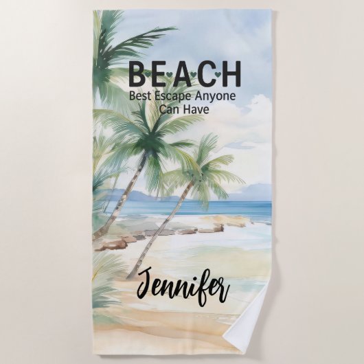 Beach palm trees name quote ビーチタオル (正面)