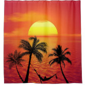 Beach Palm Trees Sunset | シャワーカーテン (正面)