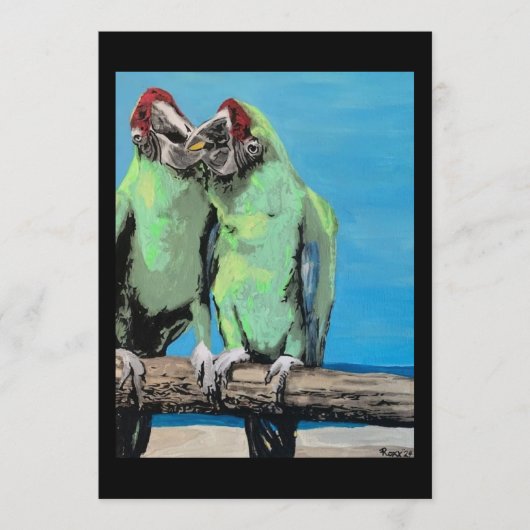 ‘Beach Parrots’ Painting on a Small-Scale Print  招待状 (正面)
