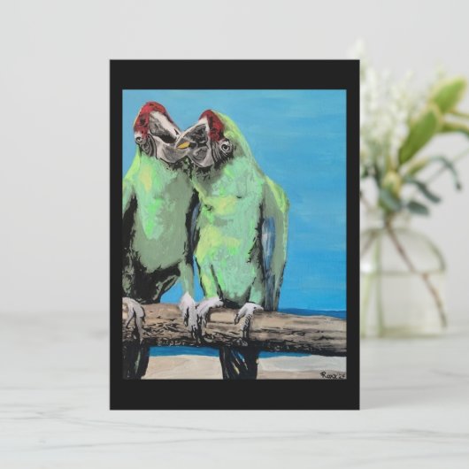 ‘Beach Parrots’ Painting on a Small-Scale Print  招待状 (スタンド正面)