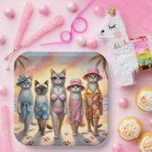 Beach Party Siamese Cat Beach  Tropical Summer  ペーパープレート (パーティー)