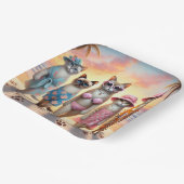 Beach Party Siamese Cat Beach  Tropical Summer  ペーパープレート (傾斜あり)