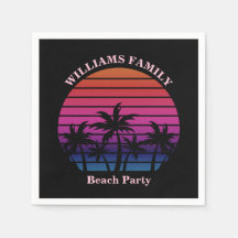 Beach Party Tropical Sunset Palm Trees Black