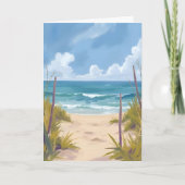 Beach Path | 海の水彩海岸画 カード (正面)