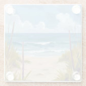 Beach Path | 海の水彩海岸画 ガラスコースター (裏面)