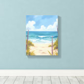 Beach Path | 海の水彩海岸画 キャンバスプリント (インサイチュ (ウッドフロア))