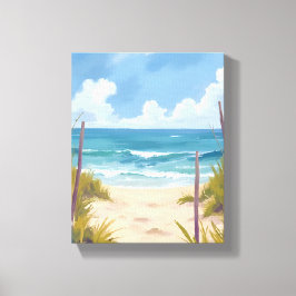 Beach Path | 海の水彩海岸画 キャンバスプリント