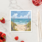 Beach Path | 海の水彩海岸画 スタンダードカクテルナプキン (インサイチュ)