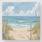 Beach Path | 海の水彩海岸画 ストーンコースター (正面)