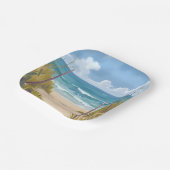 Beach Path | 海の水彩海岸画 ペーパープレート (傾斜あり)