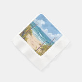 Beach Path | 海の水彩海岸画 縁ありカクテルナプキン (角)