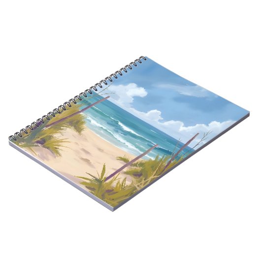 Beach Path | Ocean Watercolor Coastal Painted ノートブック (左側)
