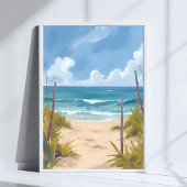 Beach Path | Ocean Watercolor Coastal Painted ポスター