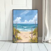 Beach Path | Ocean Watercolor Coastal Painted ポスター
