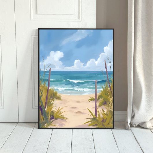 Beach Path | Ocean Watercolor Coastal Painted ポスター