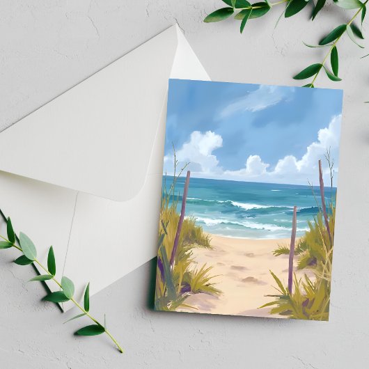 Beach Path | Ocean Watercolor Coastal Painted Card