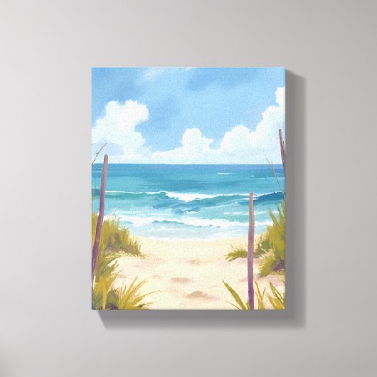 Beach Path | Ocean Watercolor Coastal Painting キャンバスプリント (正面)