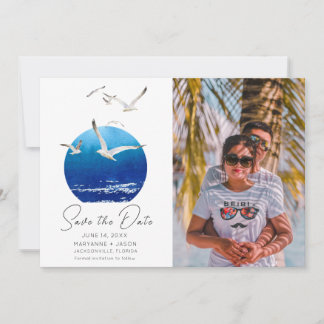 Beach Photo Coastal Wedding Save The Date セーブザデート