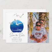 Beach Photo Coastal Wedding Save The Date セーブザデート (正面/裏面)