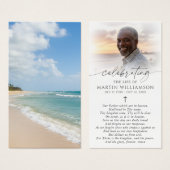 Beach Photo Cross Funeral Sympathy Prayer Card (正面&裏面)