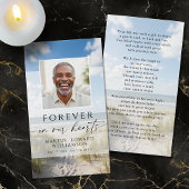 Beach Photo Forever Hearts Memorial Prayer Card